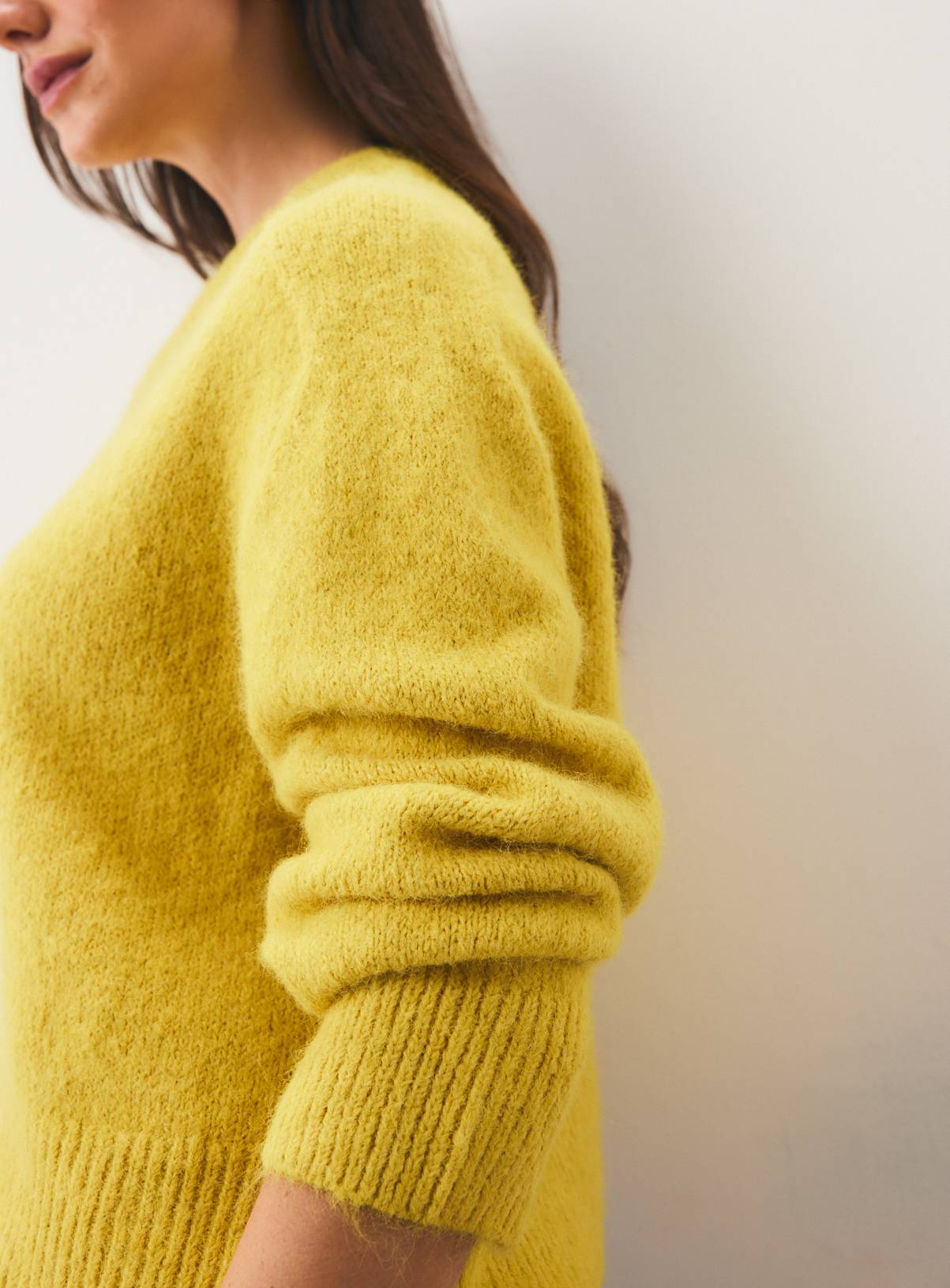 Bright Yellow Boxy V-Neck Saddle Shoulder Jumper M - Image 3